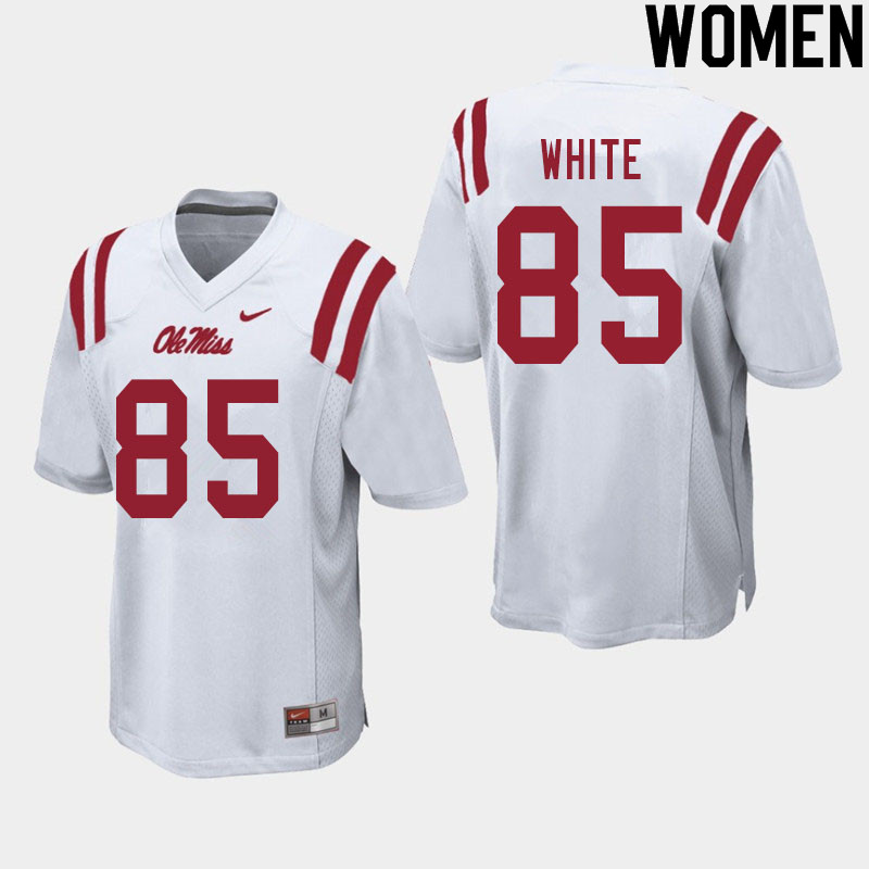 Jack White Ole Miss Rebels NCAA Women's White #85 Stitched Limited College Football Jersey TBA7358GD